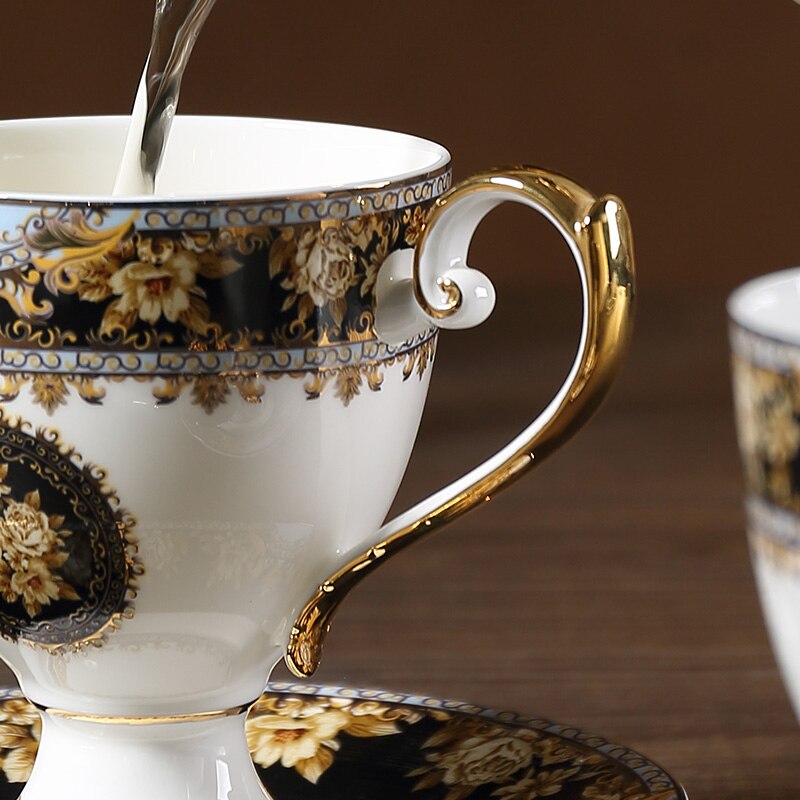 Bone china luksus te kaffekop ske europa porcelæn kaffekop cafe keramik nordisk tekop xicara copo almindelig hvid kop  e8
