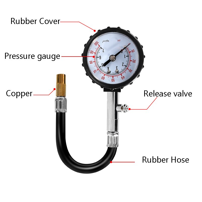 Universele Lange Buis Bandenspanningsmeter Meter 0-100 Psi Hoge Precisie Bandenspanning Tester Voor Auto en Motorfiets