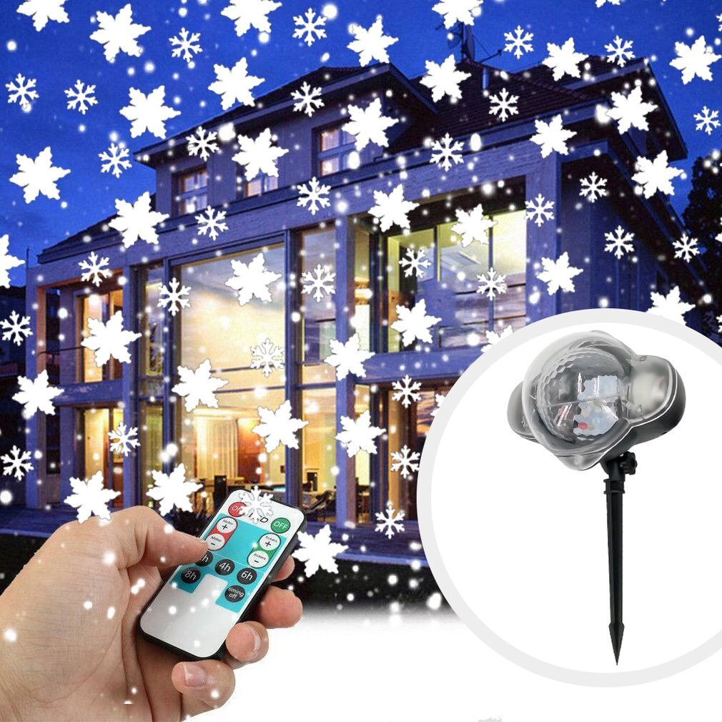 Mini Sneeuw Licht Sneeuwvlok Projectie Lamp Led Outdoor Waterdichte Gazon Laserlicht Kerst Dag Projectielamp US/EU/ UK/AU Plug: Snowflake / ons aansluiten