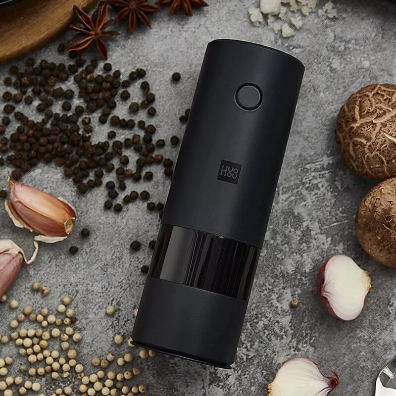 Huohou Electric Automatic Mill Pepper and Salt Grinder LED Light 5 Modes Peper Spice Grain Porcelain Grinding Core Mill Kitchen
