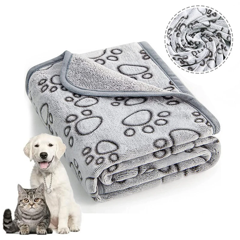 Soft Fluffy Pet Blanket Cute Cartoon Pattern Pet Mat Warm and Comfortable Blanket for Cat Dogs Cat Bath Towel