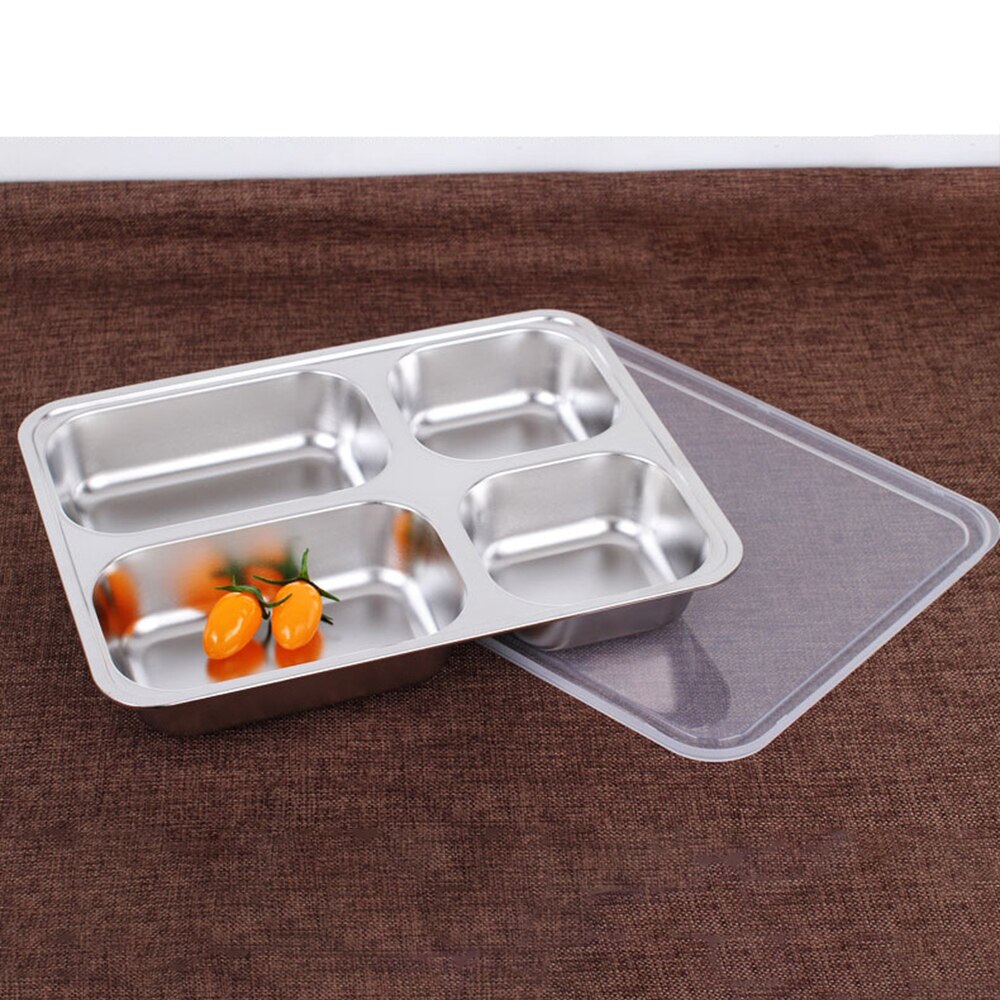 1Pcs Dikke Snacks Compartiment Met Deksel Rvs Lunchbox Student Kantine Fabriek Lunchbox