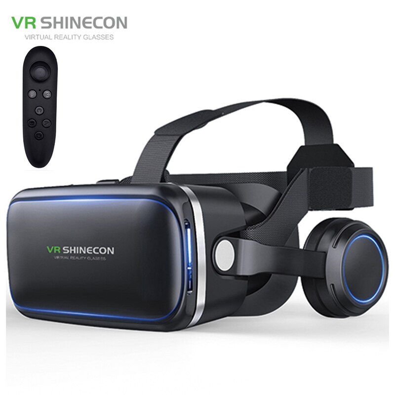 VR Shinecon-Gafas de realidad Virtual 3D para casco de teléfono inteligente, gafas VR, auriculares, prismáticos para videojuegos: G04E with Black