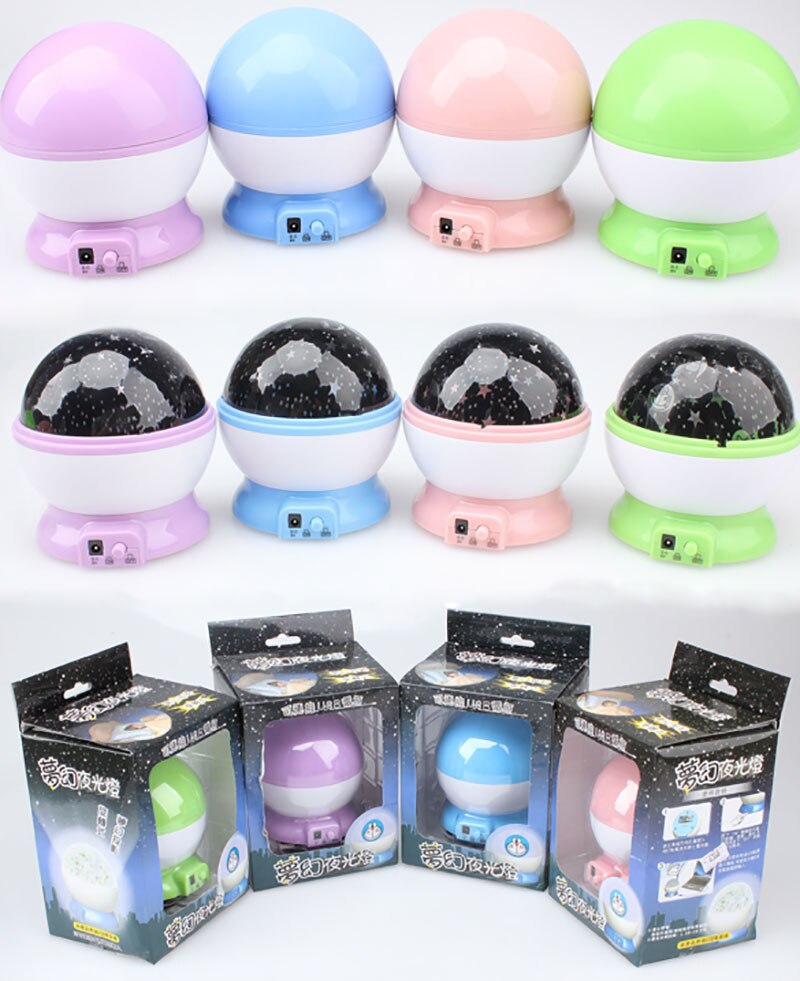1 st ABS Rotatie Star Sky Luminous Light Lamp Night Projector met USB Kabel Romantische Decoratie Kids Toy Willekeurige Kleur