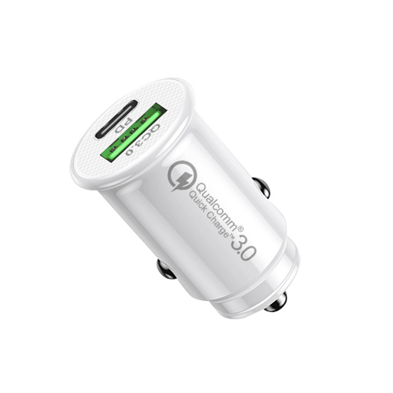 QC 3,0 Auto Ladegerät Schnelle Ladung Weiß Schwarz Mini bilden Auto Leichter Slot PD 20W USB Typ C Ladung praktisch: Weiß