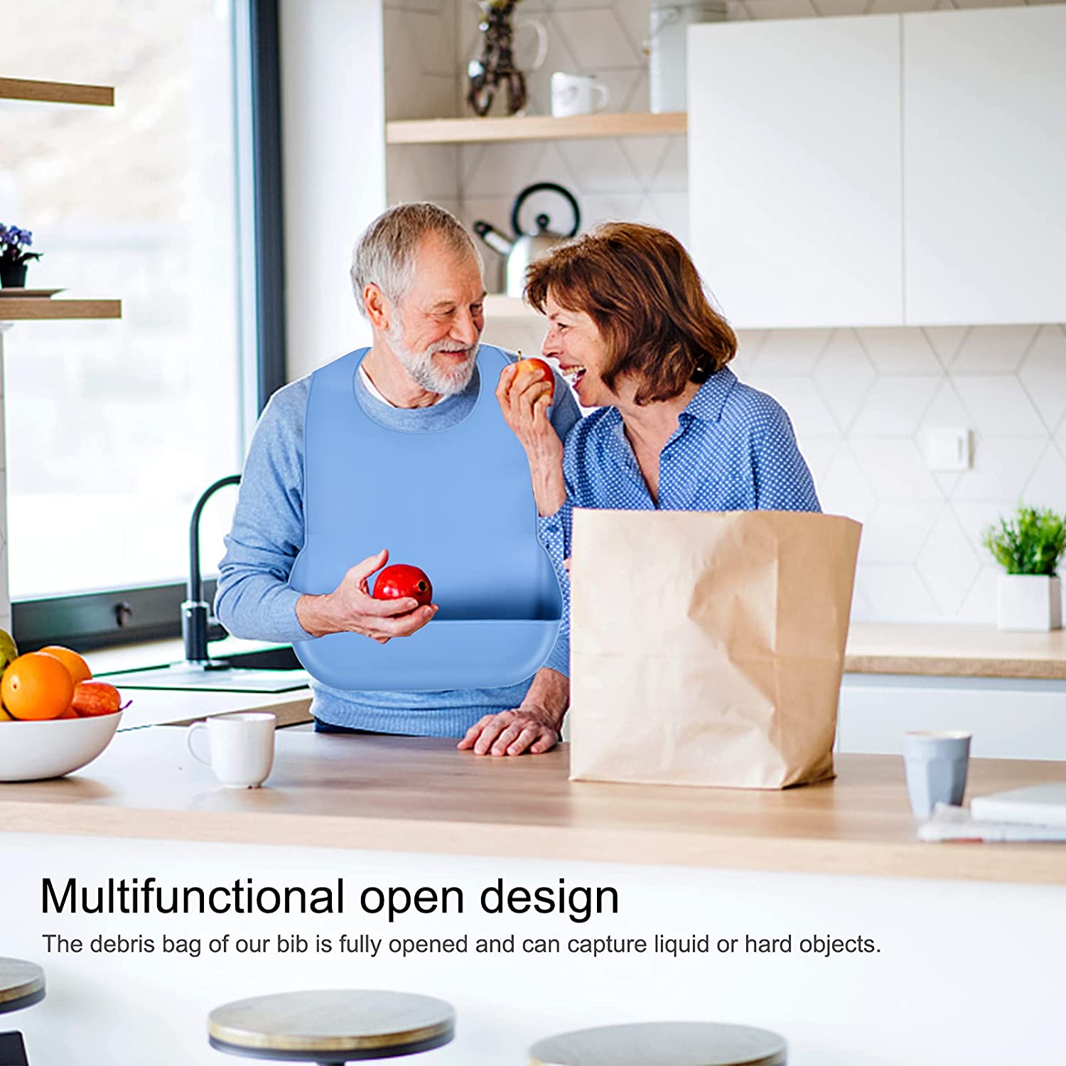 Dorsales para adultos de silicona Baberos comida colector de migajas ajustable dorsales para adultos para hombres y mujeres Baberos para comer lavable Baberos delantales Protector