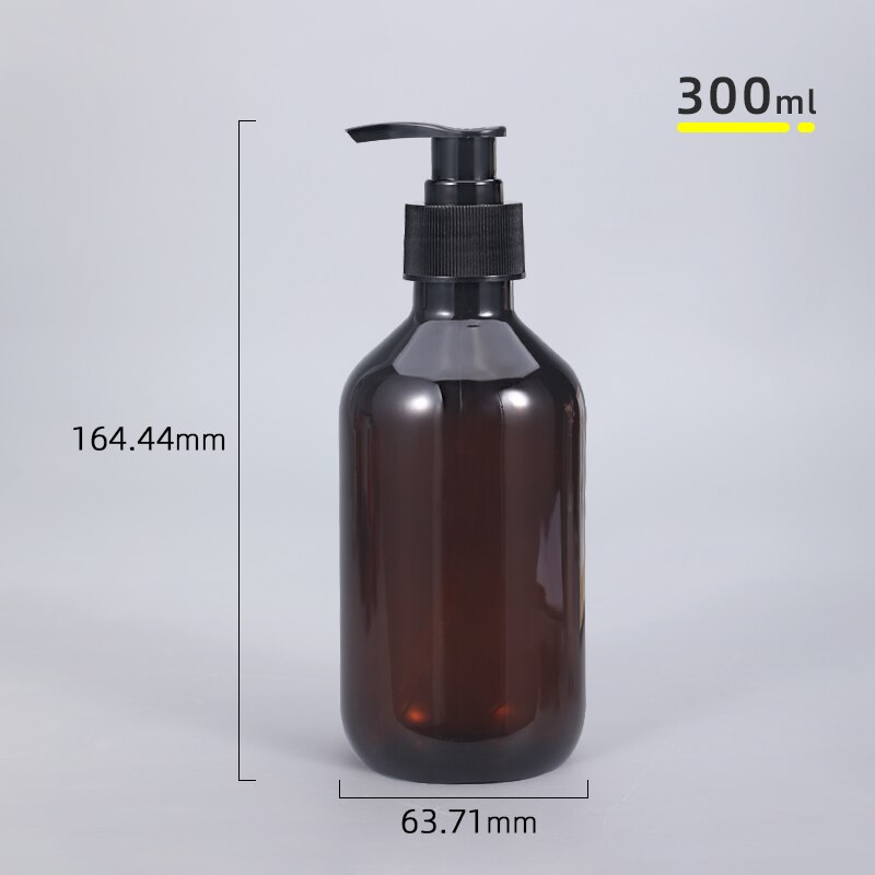 Tom tvålflaska för husdjur brun badrumsduschgel påfyllningsbara flaskor schampotvätt hårbalsam lotions pressautomat: 300ml