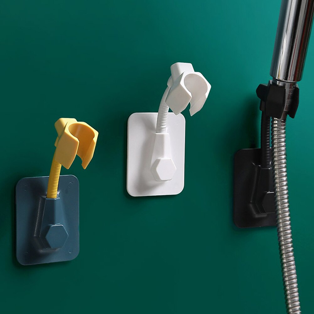 360° Shower Head Holder Adjustable Self-Adhesive Showerhead Bracket Wall Mount With 2 Hooks Stand SPA Bathroom Universal ABS 1pc