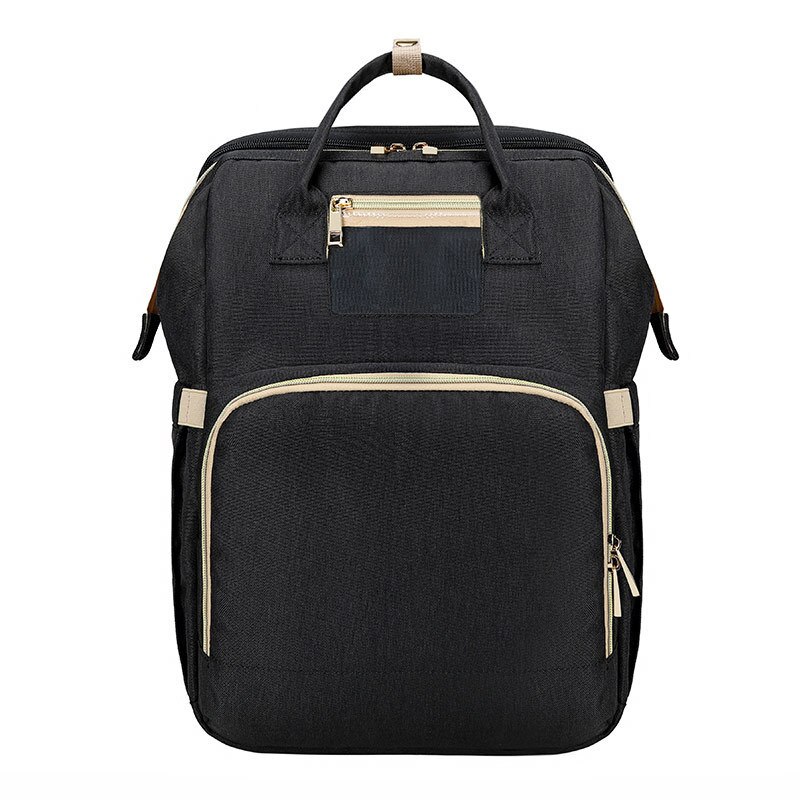 Portable Diaper Backpack Folding Baby Bed Large Backapack Retractable Mommy Bags: black