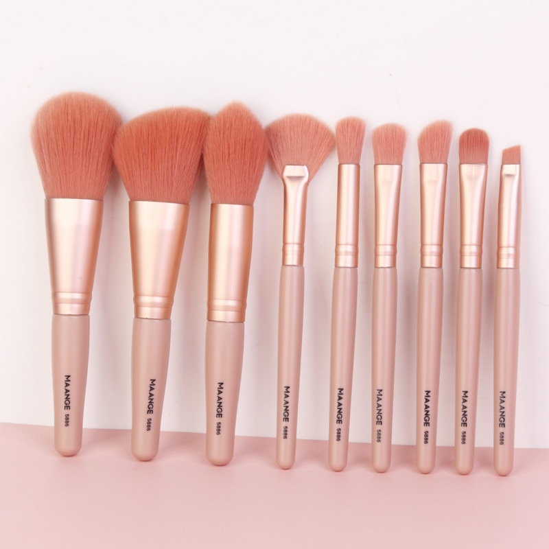 9 Stks/partij Makeup Brush Set Cosmetische Powder Foundation Blush Blending Make-Up Borstel Huidvriendelijke & Soft Vrouwen Gezicht Cosmetische gereedschap
