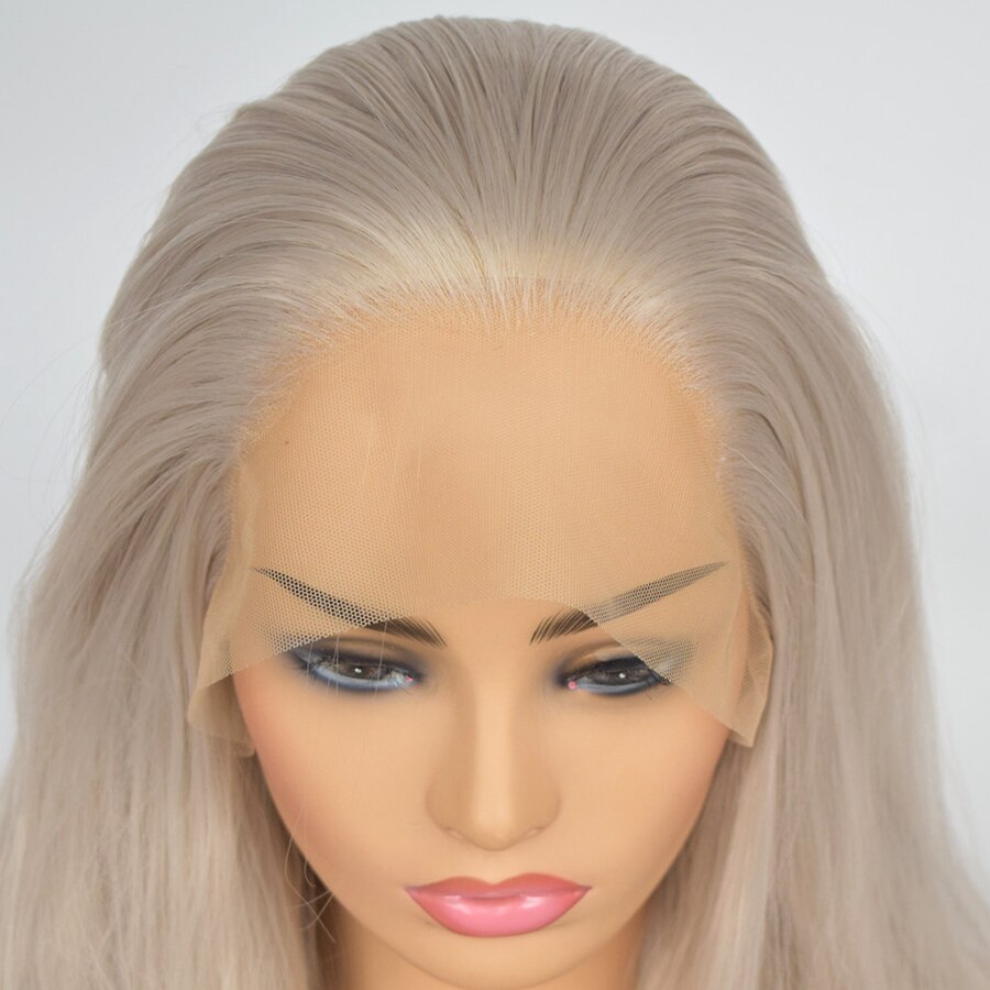 Fantasy skønhed håndbundet blond lang lige høj temperatur fiber varmebestandig limfri syntetisk front blonde paryk til kvinder