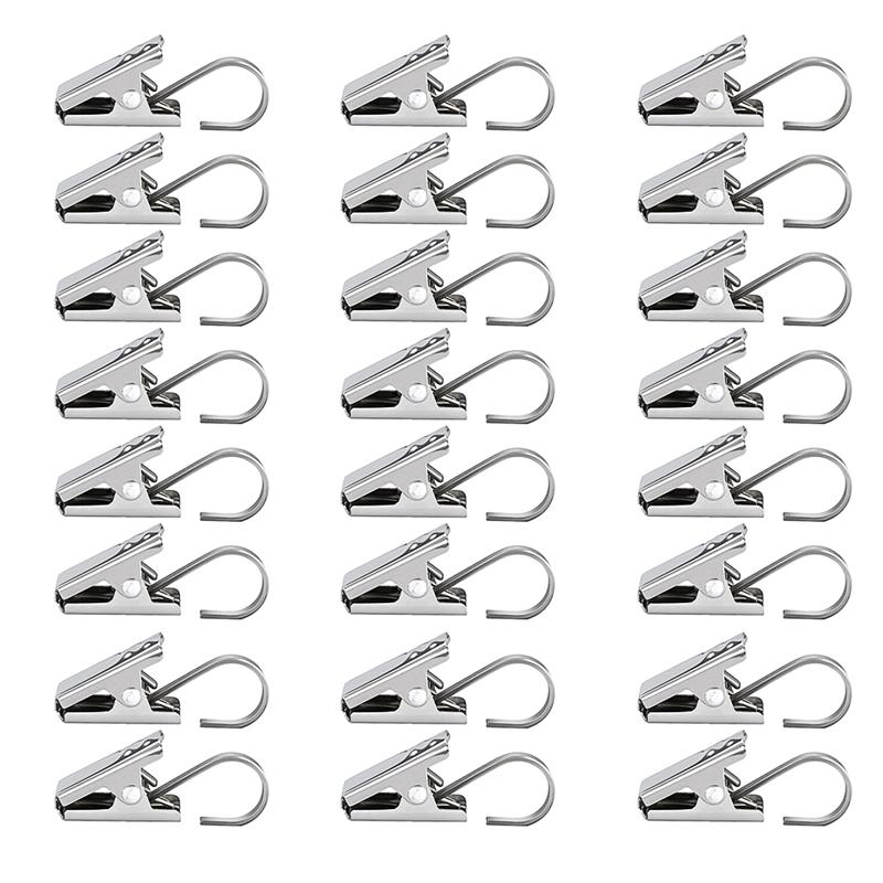 1 Set 50 Stuks Rvs Gordijn Clips Praktische Gordijn Haken (Staal Kleur)