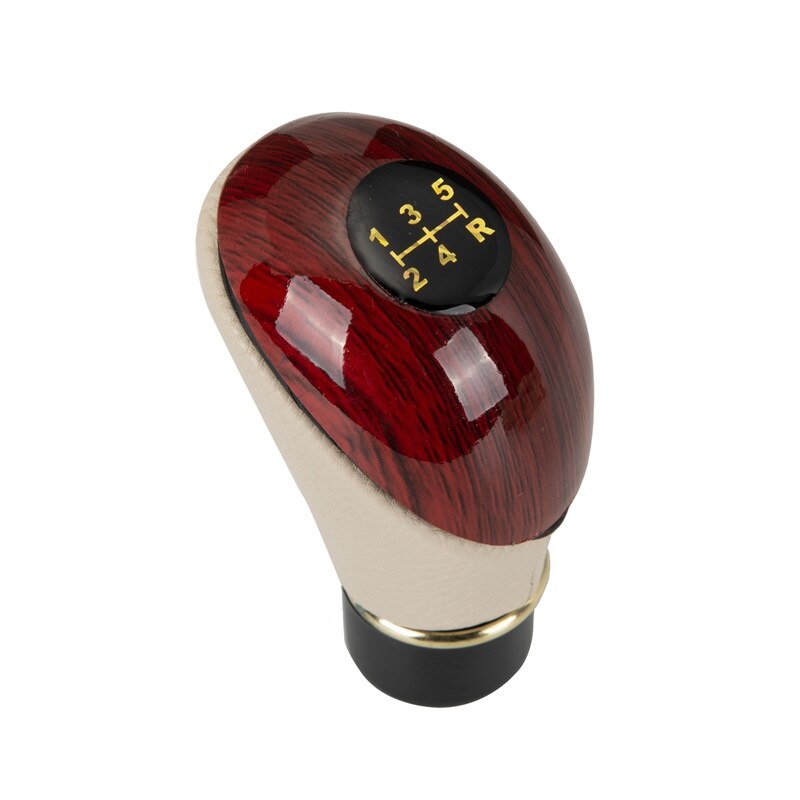 Universal Gear Shift Knob 5 Speed Gear Shift Knob Imitation Carbon Fiber/Wooden Manual Gear Shift Knob Car Gear Handle Knob: Beige Leather Style