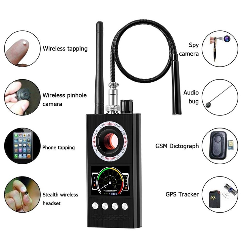 K68 Anti Spy RF Detector Multifunctional Camera Detectors Signal Wireless Bug GPS Alarm Scanner Hotel Mini Camera Finder