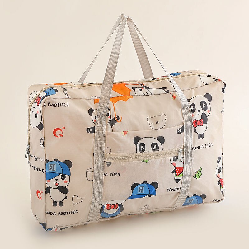 Outdoor travel bag foldable waterproof sleeve trolley case clothes bag Large Capacity Storage Bag Portable luggage Cosmetic Bag: panda