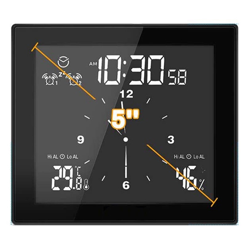 Digital LCD Screen Clock,Countdown Clock for Bathroom/Kitchen,Waterproof Wall Clock with Temperature&Humidity Display,B: Default Title