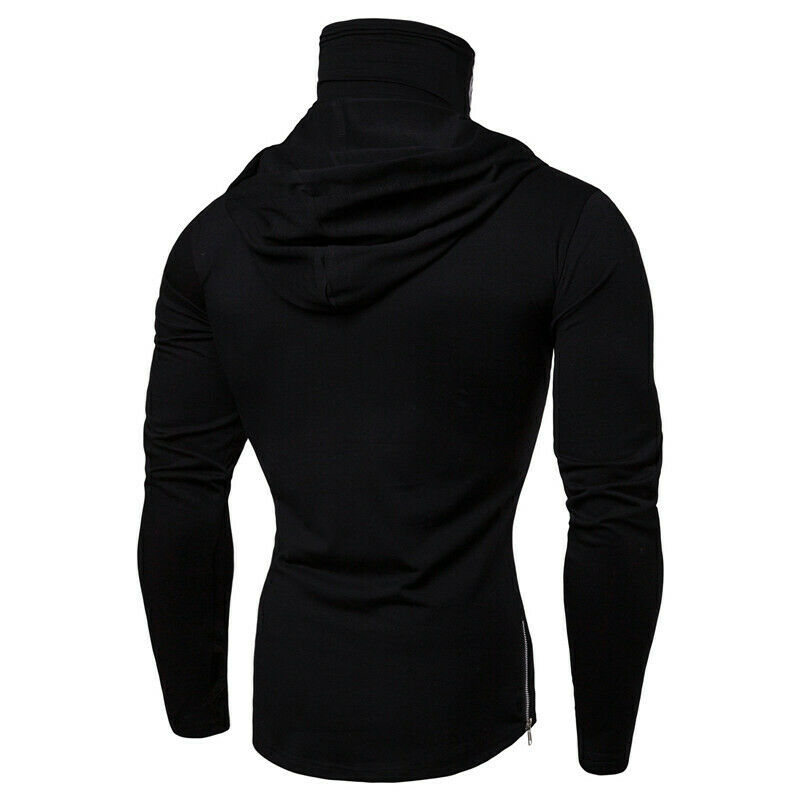Herre gym tynd hættetrøje langærmede hættetrøjer med maske sweatshirt afslappet t-shirt sweatshirt