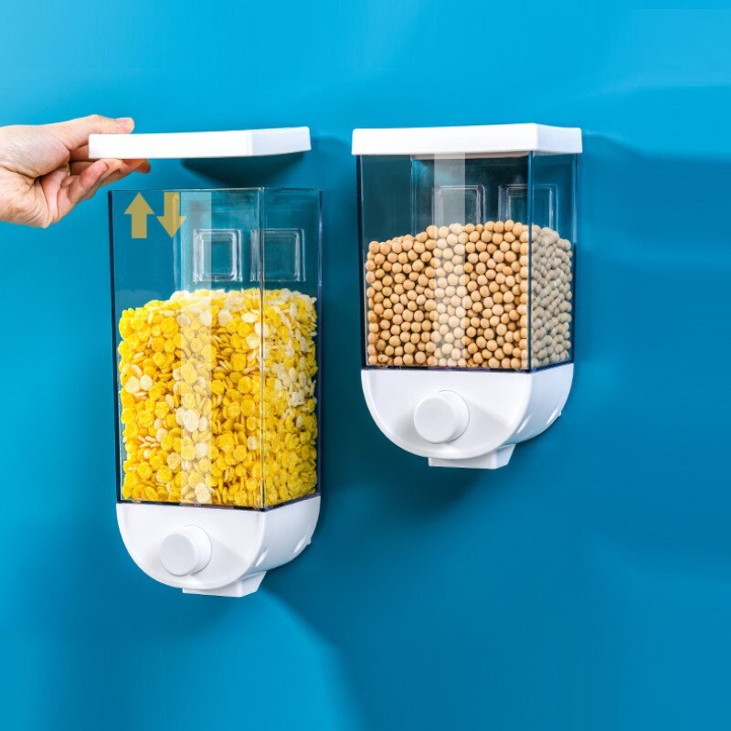 Easy Press Food Storage Container Cereal Dispenser Kitchen Wall Mount Oatmeal Cereal Oatmeal Box Orgainzer Sealed Jar