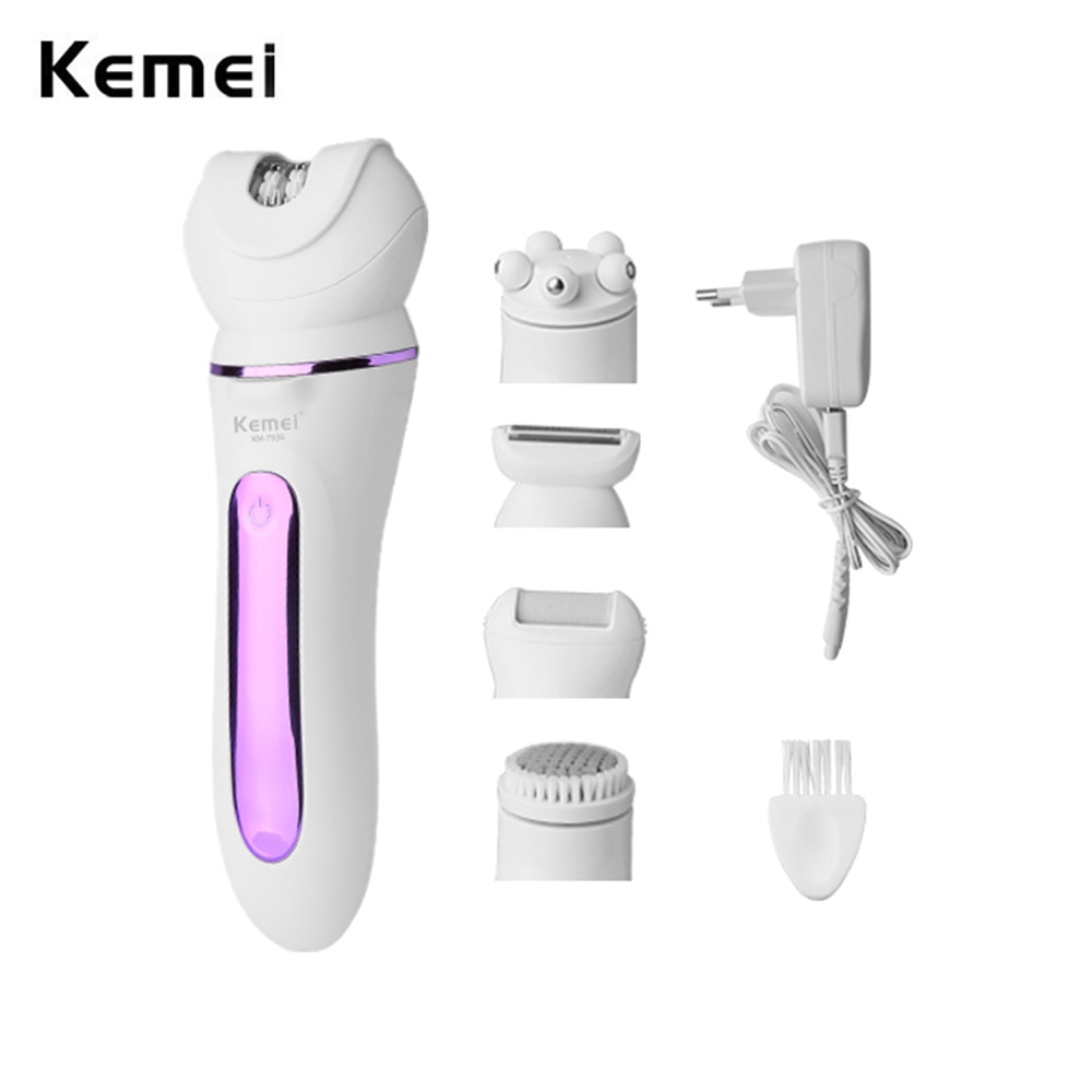 Kemei épilateur électrique 5 en 1 pour femmes Rechargeable pour le visage le corps les sourcils