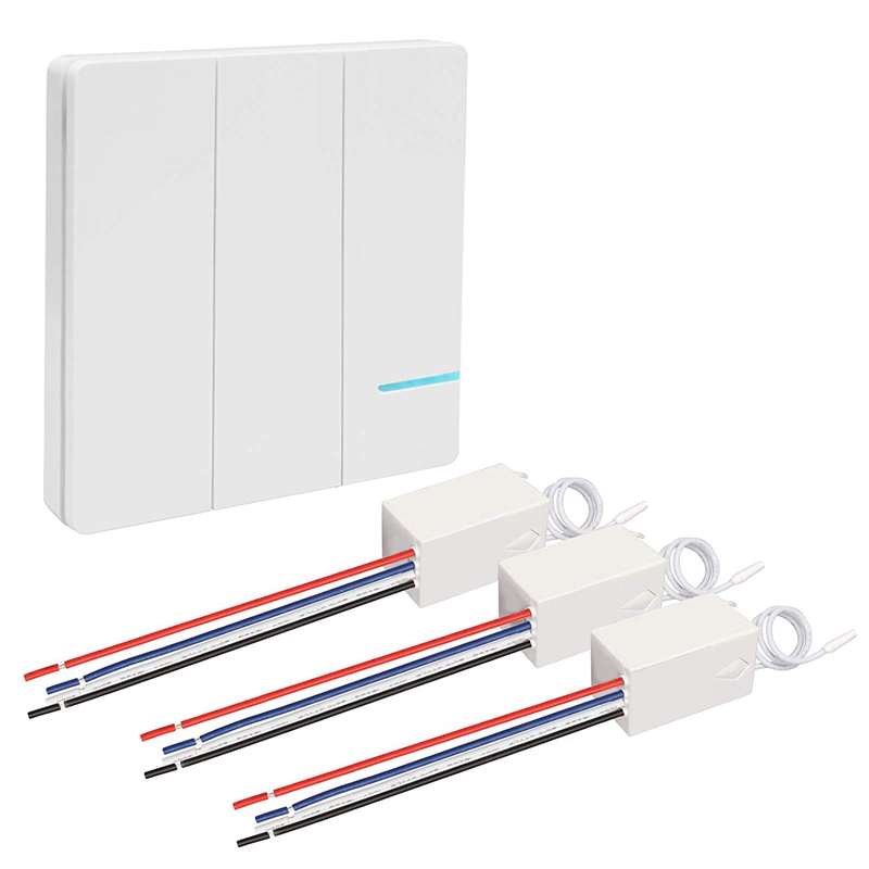 3 Way Remote Wireless Light Switch Receiver Kit Waterproof,Easy Installation,No Wiring,On/Off Control Multiple Lights