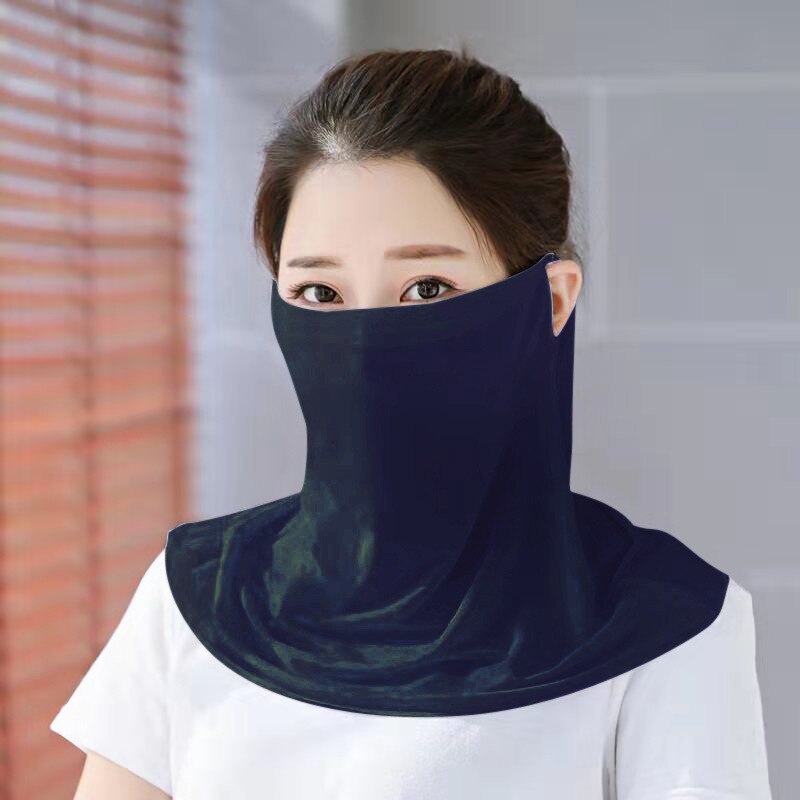 Islamic Scarf Veil Women Muslim Sunscreen Tops UV-proof Outdoor Travel Cycling Bonnet Inner Neck Cover Hijab Niqab: Navy Blue