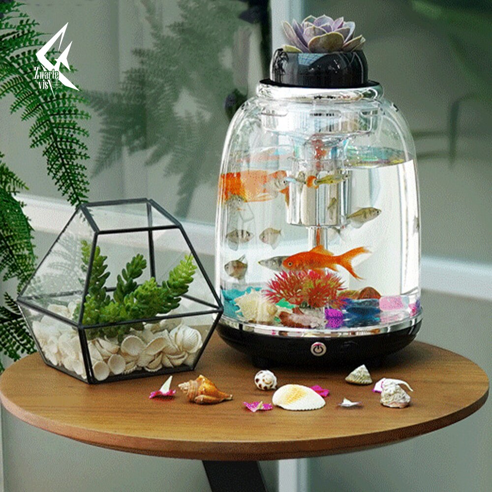Plastic Mini Desktop Circulation Ecological Simulation Integrated Fish Tank Without Changing Betta Fish Tank