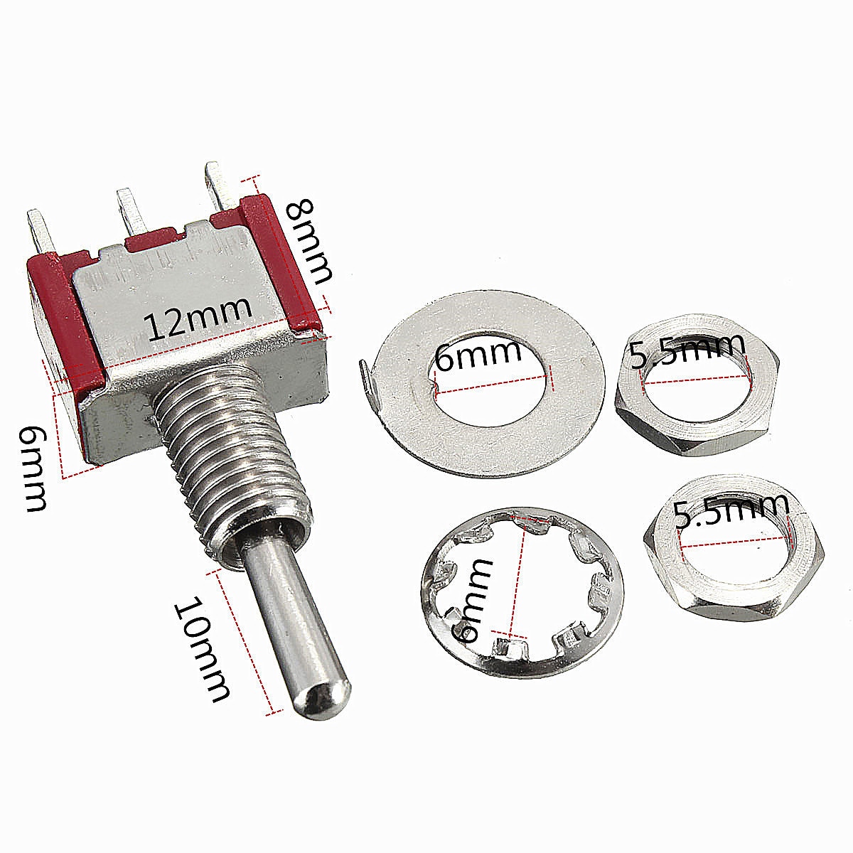 1pcs Toggle Switch MTS-123 6 Pin SPDT ON/OFF/ON 3 Position Momentary Latching Toggle Switch 5A 120VAC