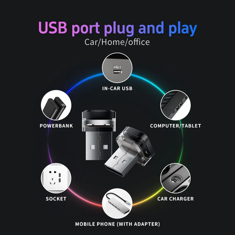 1x Samochodowa lampka doprowadziło USB, lampka nastrojowa, wtyczka & bawić się, uniwersalna doprowadziło-owa lampka robić wnętrza, lampka robić czytania, dekoracje, listwa dekoracyjna