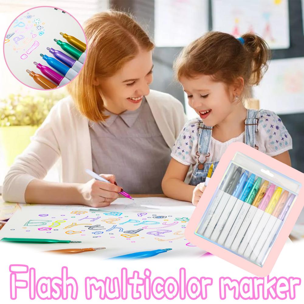 Rotuladores de doble línea, juego de plumas de dibujo, contorno mágico, 12/24/36, marcador de colores, pintura lavable, 5ml: 10PCSA