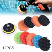 12Pcs 3 ''Auto Polish Foam Sponge Boor Polijsten Pad Kit Met M10 Boor Adapter Voor Polijstmachine Auto polijstmachine