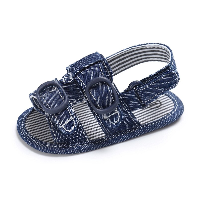Chaussures en Denim pour -né garçon et fille, sandales d'été en coton à semelle souple pour bébés, premiers pas: Bleu / 0-6 mois
