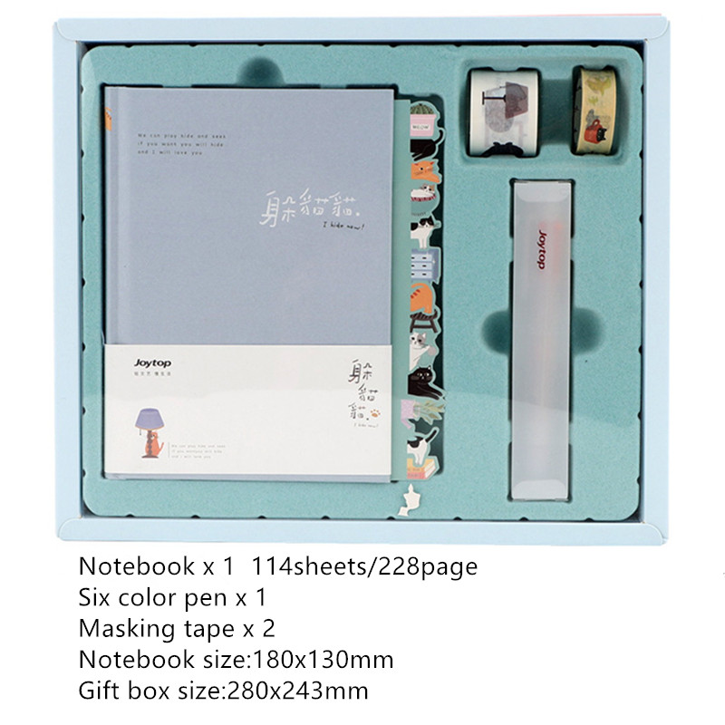 Peekaboo lille kat bullet journal box sæt kawaii papirvarer: Nb00014-4