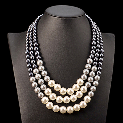 Uddein etnisk udsagn halskæde til kvinder flerlags simuleret perlesmykke bib perler maxi halskæde afrikanske perle smykker: Default Title