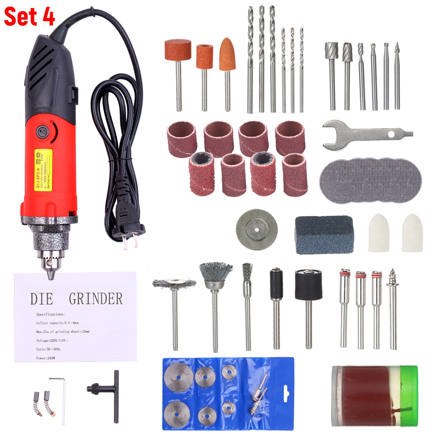 240W Electric Drill Rotary Tool Kit Variable Speed Angle Grinder Tool Multifunction Electric Drill Sander Cutting Polishing Tool: 60PCS / EU
