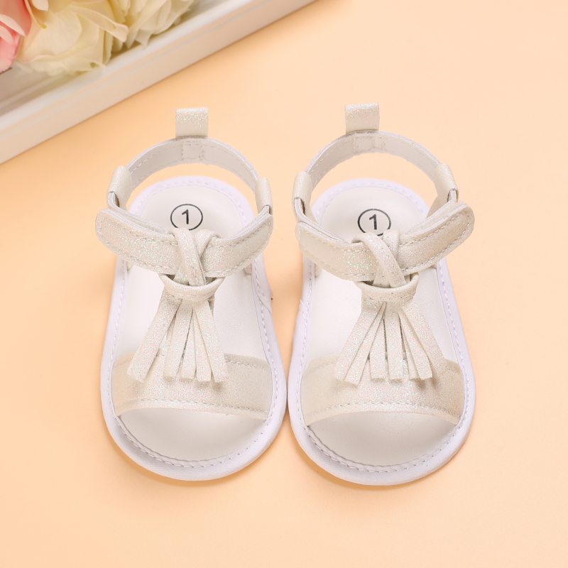 Baby Girl Sandal Neonatal Summer Sandal Leather Tassel With Bow Baby Toddler Sandal Cloth Sole Prewalker