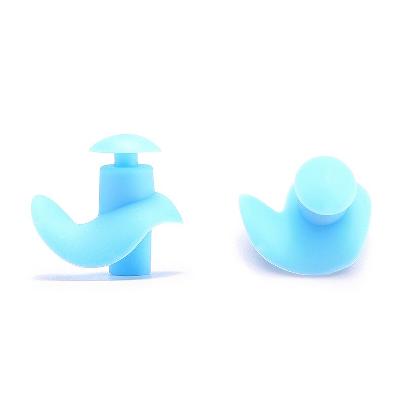 Tapones para los oídos de natación para niños adultos hombres y mujeres Gel de sílice tapón férula Nasal profesión buceo bañera para nadar antiotitis Media: Lake Water Blue Color Worm Earplug