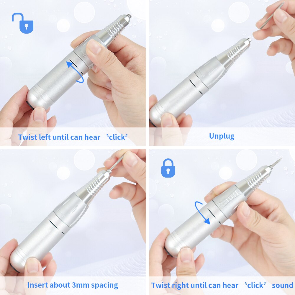 35000RPM Portable Electric Nail Drill Machine Nail File Kit for Manicure Pedicure Polishing Tools for Home Salon Use