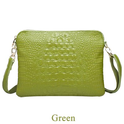 Genuine PU Women Clutch Vintage Crocodile Pattern Shoulder Bags Evening PartyCross-body bag with one shoulde Messenger Bags: Green