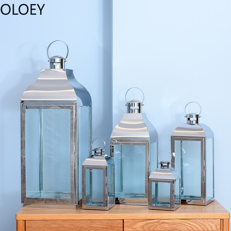 Glas jern lysestage metal vind lampe vindtæt lysestager gulv lys lanterne bryllup kandelaber portavelas dekoration