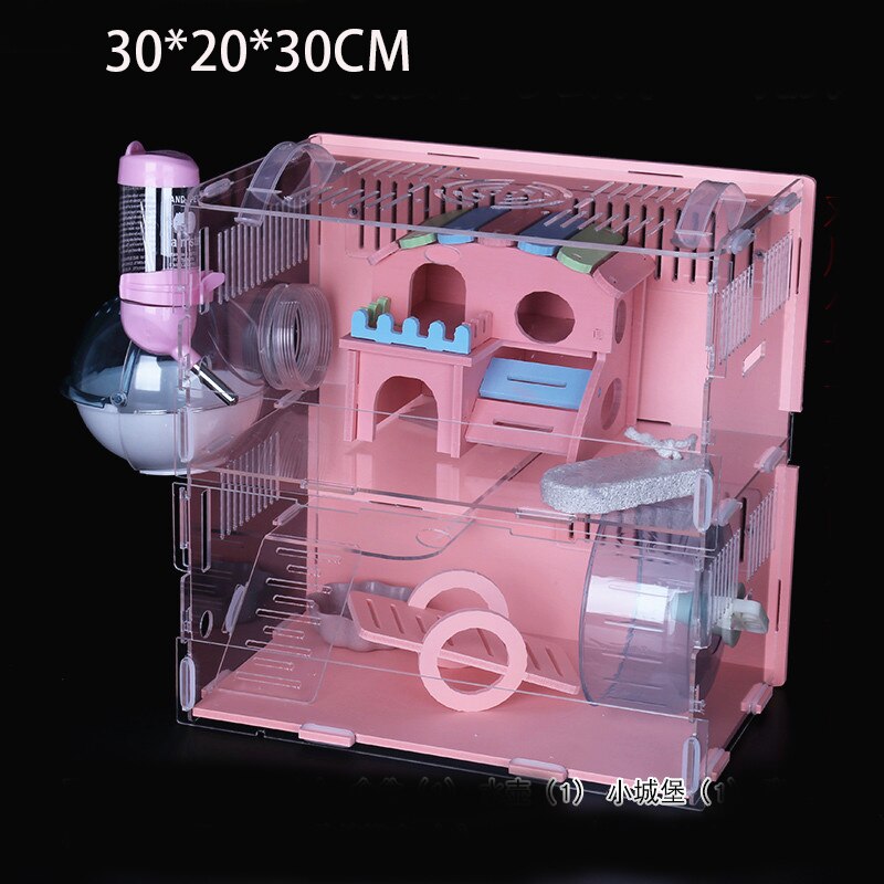 Acrylic Hamster Cage Transparent Double Layer Large Size DIY Guinea Pig Villa Toy Small Pet Rat Nest hedgehog House Accessories: C05