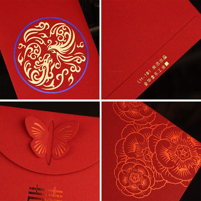 10Pcs Chinese Stijl Rode Envelop Senior Bruiloft Rode Envelop Creatieve Hongbao Rode Envelop Rode Zak Bruiloft Zegen Pakket