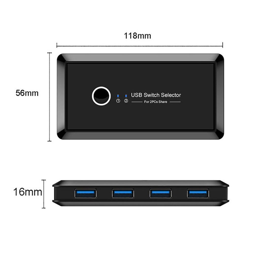 Conmutador USB KVM interruptor USB 3,0 2,0, conmutador de 2 puertos, para compartir 4 dispositivos, para teclado, ratón, impresora, Monitor, USB 2,0 3,0, Selector de interruptores