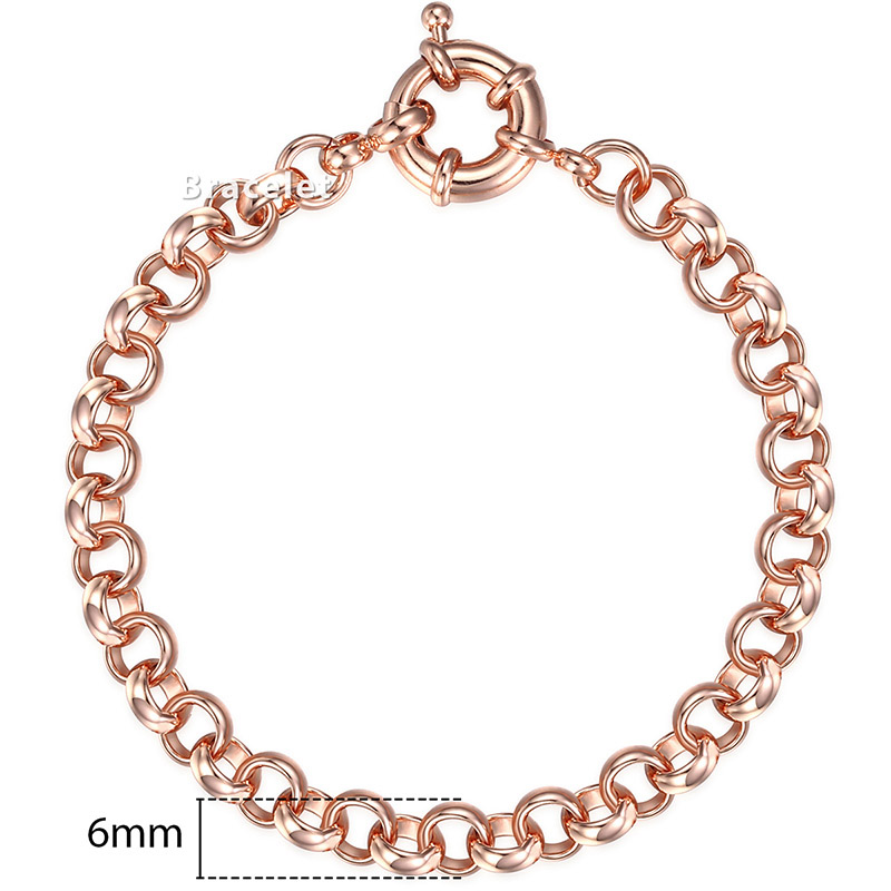 Kvinders s 585 rosa guld farve armbånd kantsten snegl rævehale venitian link chain venskab smykker til kvinder pige 7-9 tommer: 17cm / Rose guld farve