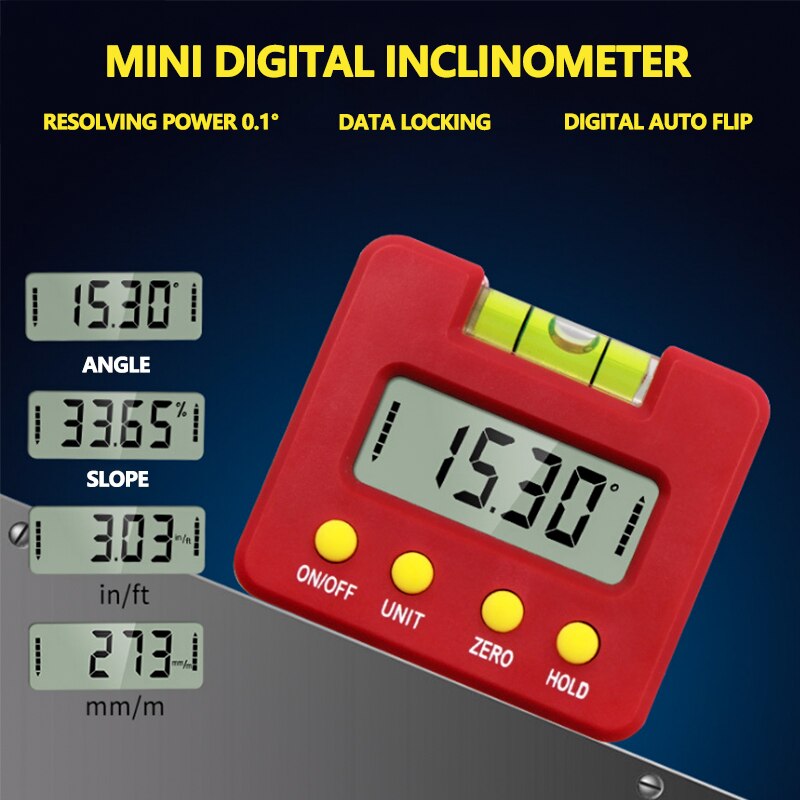 Mini Digital Level Protractor digital display electronic Angle rulerwith tape level bubble angle meter angle gauge level