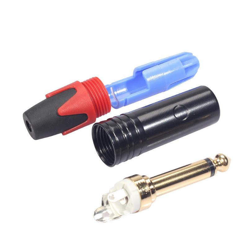 6.35mm Mono Jack Male Plug Connector DIY Soldering Plug for Microphone Support
