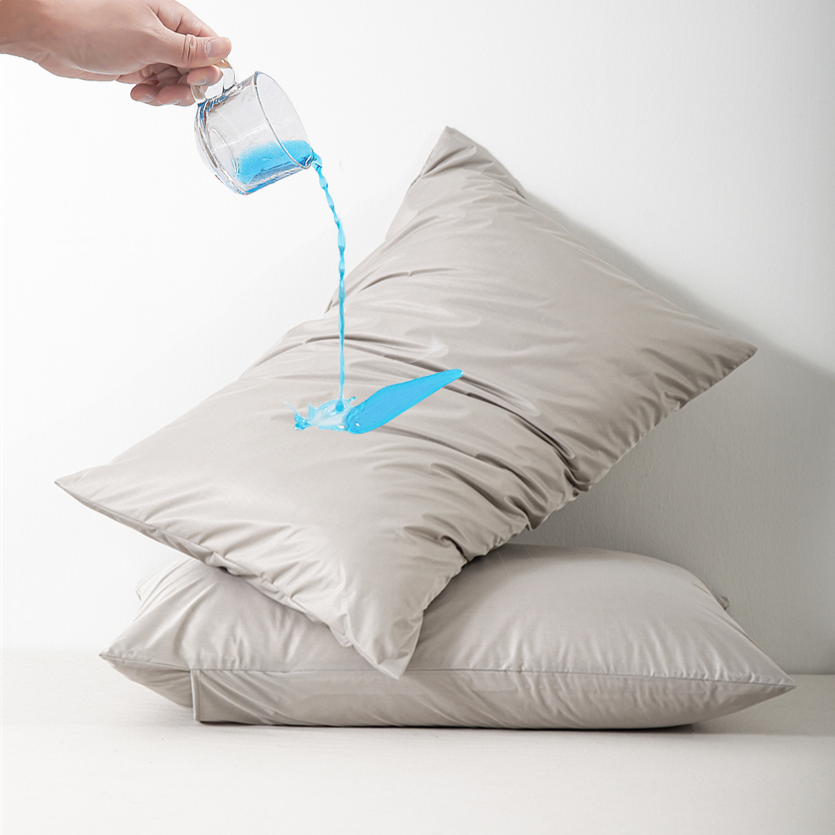 2pcs Zippered Waterproof Pillow Cover, Oil-resistant Knitted Pillow Protector for Bed Sleeping Pillowcase: 500*800mm / Light Grey