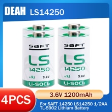 4pcs 3.6V SAFT 14250 LS14250 TL-5902 1/2AA Lithium Battery LS14250 For PLC Electronic Equipment Water Gas Meter Primary Battery