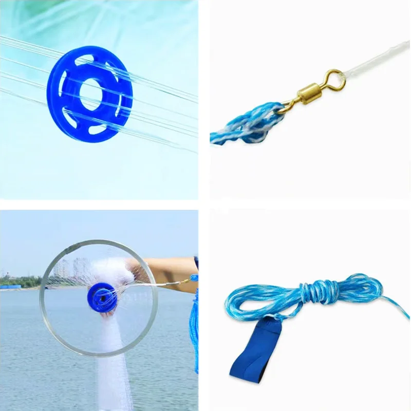 Lawaia Nylon Fishing Net Transparent Fishing Line Casting Network with Steel Pendant Aluminum Ring Carp Fishing Equipment