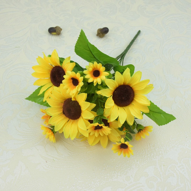 Une variété de fleurs en soie artificielle bouquets de tournesol pâquerettes maison jardin table de mariage bricolage simulation décorative fleur acces