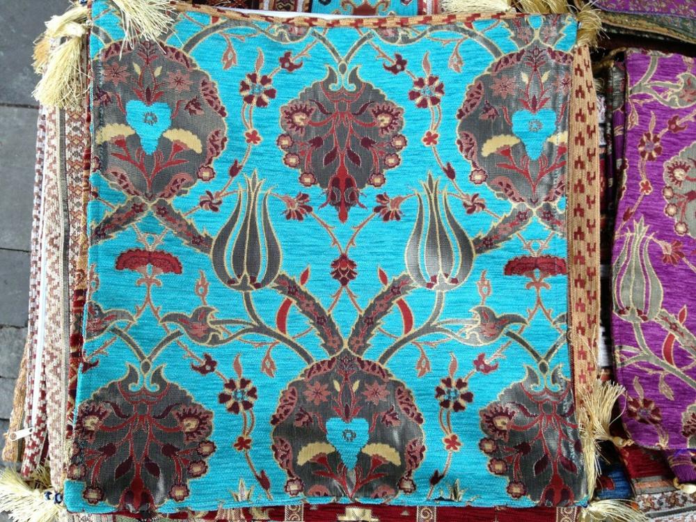 Turkse Ottomaanse Stijl Chenille Kussen Kussensloop 17 "x 17" BLAUW